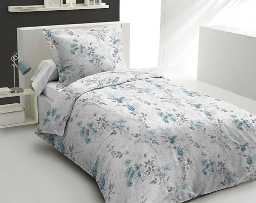 Home Linge Passion | Housse de Couette - 2Pièces | 100% Coton - 57 Fils | 1 Personne - 140 x 200 cm | Pompadour Bleu
