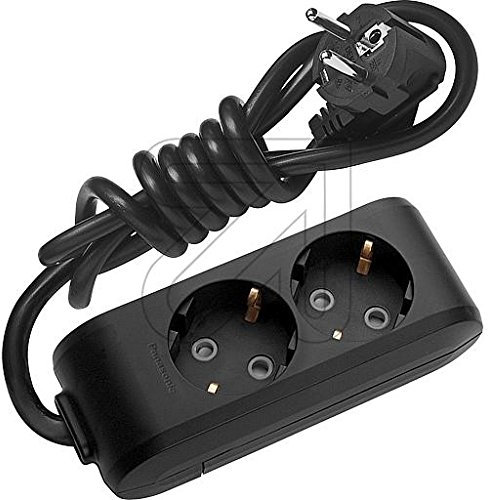 Ciabatta multipresa con supporto da parete certificato VDE (2 posizioni; 1,5 metri, nero)