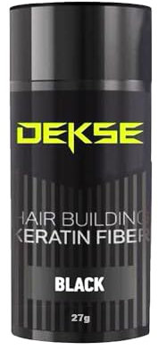 DEKSE Hair Building Keratin Fibers, cascata per la perdita dei capelli in 15 secondi, per capelli fini, donne e uomini, invisibili e naturali, 27 g (1 pezzo) (nero)