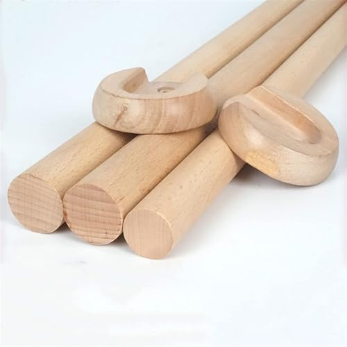 1 PCS Wooden Round Wardrobe Closet Rod for Hanging Clothes Premium Closet Pole Wardrobe Cross- bar Clothes Hanging Rods Natural Wood Wardrobe Closet Rod with End Supports
