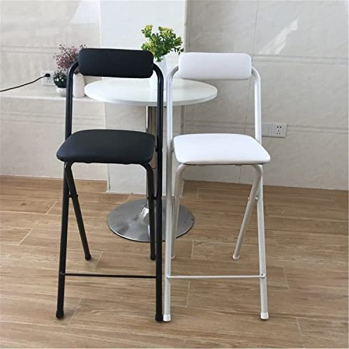 2 sedie da Bar Pieghevoli per PC con poggiapiedi dello Schienale, Sgabello Pieghevole Sgabello da Bar Imbottito con Altezza del bancone,Sgabelli da Bar Alti Pieghevoli per Sala Giochi da Cucina,Nero