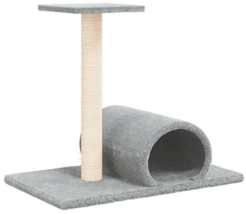 vidaXL Poste rascador para Gatos con túnel Gris Claro 60x34,5x50 cm