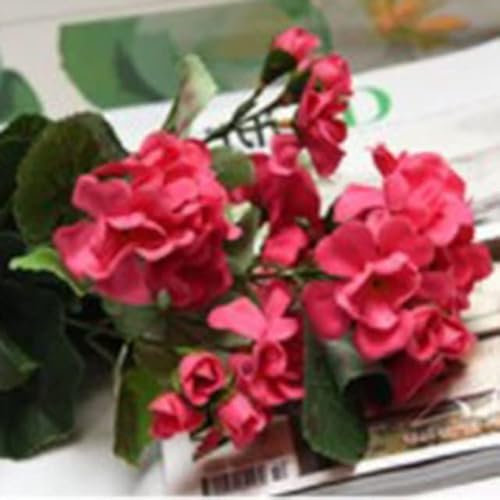 Fallen Sie im Freien künstliche Geranien-rote Azaleen-Blumen-Büsche UV-beständige gefälschte Blumen-Ausgangsdekor-Dekoration für Garten-Dunkles PINK, China