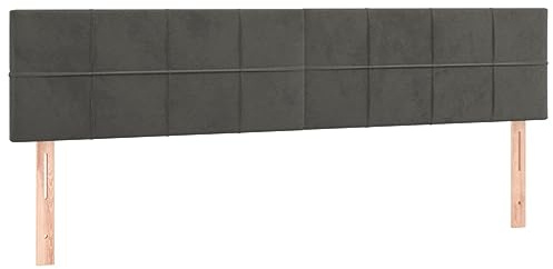 vidaXL Kopfteil, Bettkopfteil mit Holzbeinen, Höhenverstellbar Polsterkopfteil für Bett, Betthaupt Bettzubehör Schlafzimmer, Dunkelgrau 200x5x78/88cm Samt
