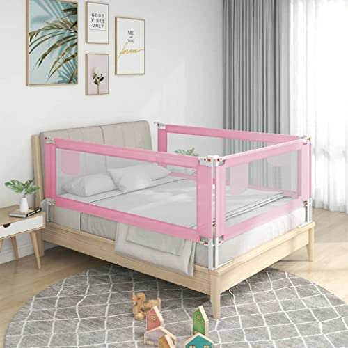 INLIFE Kleinkind-Bettschutzgitter Rosa 160x25 cm Stoff,2.92kg,10203