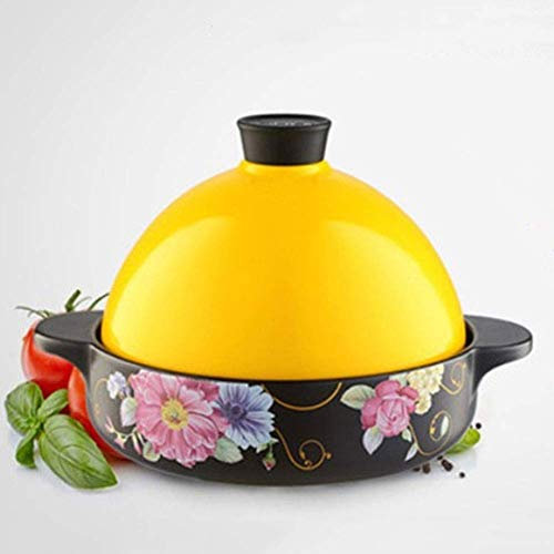 ZAANU Pentole, Padella Spessa per casseruola in Ceramica con Base in ghisa e Coperchio a Imbuto in gres per Tutti i Tipi di Piano Cottura Base 8,7 Pollici 1,3 Litri,S (S)