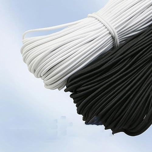 1.0-6.0mm Banda elástica redonda de alta elasticidad Banda de goma Cordón elástico para la fabricación de joyas Accesorios de bricolaje-Negro, 2 mm, 5 metros