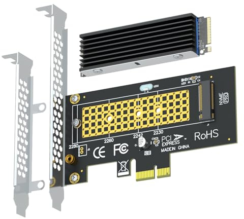 GLOTRENDS PA09-X1-HS M.2 NVMe zu PCIe X1 Adapter mit M.2 Kühlkörper für 2230/2242/2260/2280 M.2 NVMe SSD, PCIe X1 Installation (Schwarz)