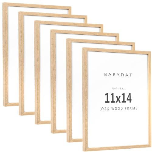 Barydat Bilderrahmen aus Eichenholz, minimalistisches Poster, natürliches Massivholz, Tischaufsteller oder Wandmontage, für Zuhause, Galerie, Hochzeit, Geschenk, Büro, Wohnzimmer, Muttertag, 6 Stück
