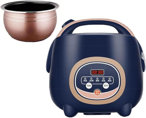 MISKYN Mini Cuociriso (1,8-4 Litri) per Preparare Riso E Cuocere A Vapore Cibi E Verdure Sani con Pentola Interna Antiaderente Prenotazione 24 Ore su 24 per 1-8 Persone,Blu,4L