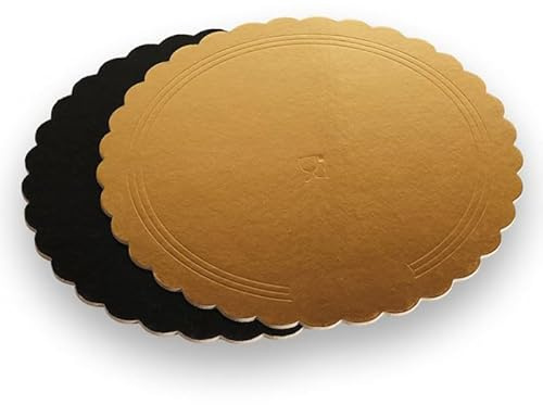 VIRSUS Dischi Sottotorta in Cartone di Colore Oro RC26, Diametro 26 cm, Piatto Vassoio Monouso Rotondo per Pasticceria, per Decorare, Servire e Trasportare Torte e Dolci, 1CFx5PZ (5)