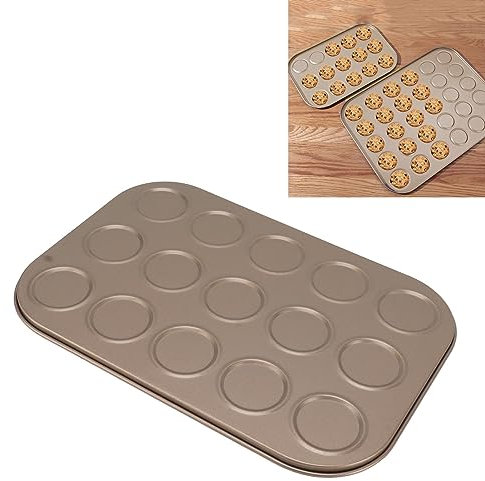 FAUOSWUK Macaron Cake Pan, Non-Stick Macaron Baking Tray Baking Molds for Macaron, Cupcake, Dessert for Oven Baking Carbon Steel Material, Even Heating (15 Hole)