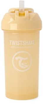 Twistshake Spill Free Straw Cup 360 ml, Leak Proof Training Sippy Cups for Toddlers and Babies, Drinking Water Bottles Trainer Cup, 6+ Months, BPA Free, Caramel Beige
