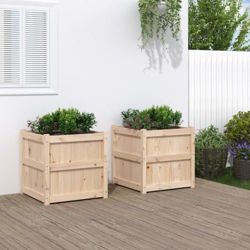 ShCuShan Pflanzkübel 2 STK. Blumenkasten PflanzgefäßE FüR Draussen PflanzenküBel Massivholz Kiefer - 837425
