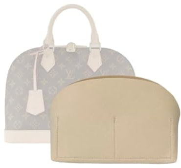 LinerLink Taschen-Organizer für LV Alma BB PM MM Tasche, handgefertigter individueller Tascheneinsatz, 2 mm Filztascheneinsatz, Damen-Handtaschenformer (Beige) (Beige, Größe MM: 36 x 28 x 17 cm (L x H