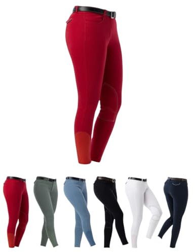 Riding World - Pantaloni da equitazione per donna e bambini Alexandrie | Pantaloni da equitazione con inserti al ginocchio in tessuto | con tasche anteriori | leggings da equitazione in sei colori |
