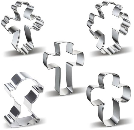 Molde cortador de galletas de acero inoxidable de 5 estilos para cruz, galletas, fondant, pastelería, decoración, herramientas de horneado, papel de aluminio