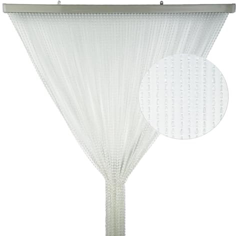 Tata Home Tenda Antimosche Perline a Goccia per Porta Finestra a Pannello Moschiera con Catenelle da Esterno Tenda Divisoria da Interno Misura 120x220 cm Trasparente Mod. Christal