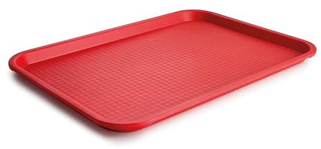 Lacor - 66990 - Bandeja de Servicio Reutilizable, para Servir Comida, Polipropileno, Libre de BPA, Apilable, Resistente, Superficie Antideslizante, Apta para Lavavajillas, Rojo, 35 x 27 cm