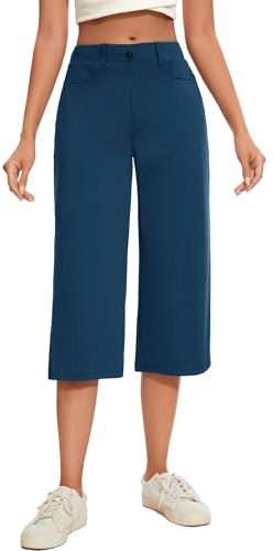 SAFORT Pantaloni Capri da donna, estivi, a gamba larga, a 3/4, da donna, estivi, leggeri, 7/8, con tasche, pantaloni lunghi, da donna, estivi, culotte, per fitness, allenamento, tempo libero, taglie