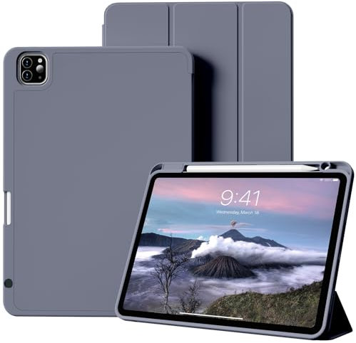 BQDIYOO for iPad Pro 11 inch Case (2024), with Pencil Holder, Slim Trifold Stand Case, iPad Pro 11 inch M4 case, Supports Pencil Pro and Pencil (USB-C) Charging, Auto Wake/Sleep, Purple