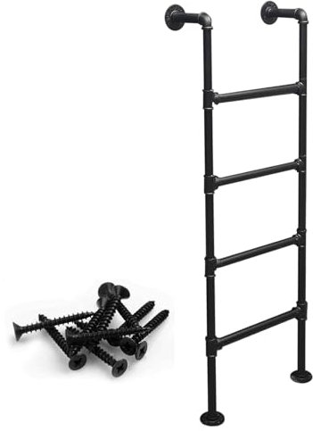 An der Wand montierte Trittleiter aus Metall, 100–300 cm, gerade Leiter für das Home Loft, Schwarze Leiter aus Schmiedeeisen für Etagenbetten, Ausstiegsleiter für Dachboden, Wohnheim, Biblio