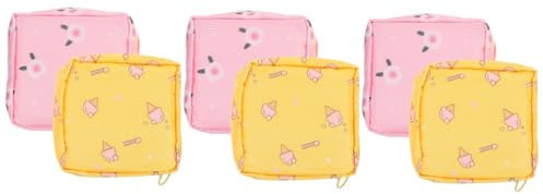 Healeved 6stücke Cartoon Hygienebeutel Für Damen Tragbare Aufbewahrungstaschen Für Menstruationsartikel Organizer Für Damenbinden Und Persönliche Gegenstände Für Reisen Und Alltag