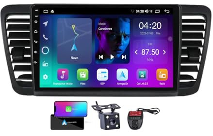 Autoradio tactile HTXPSM 9 pour Su-baru Outback 3 Legacy 4 2003-2009 Android 13 Lecteur radio CarPlay intégré Android Auto DSP Prise en charge des commandes au volant Radio FM RDS DAB+ + Caméra