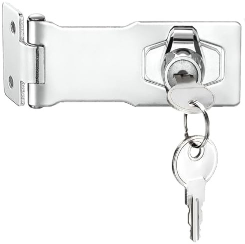 Litensh, Loquet à clé à angle droit de 90 degrés, loquet à clé avec bouton à molette, loquet de verrouillage à clé, loquets pour abris de jardin, loquet de porte (3 Inch Silver)
