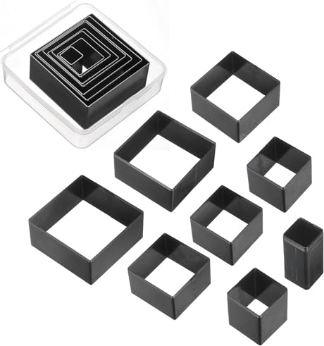 uxcell Lot de 8 emporte-pièces carrés pour cuir - 8 tailles - Kit de découpe durable en acier au carbone - Outil de poinçonnage pour sangle de toile, ceinture, maroquinerie