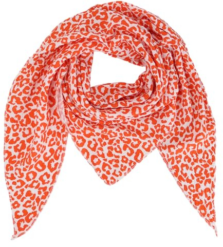 MIRROSI Damen Musselin Halstuch Made in Italy mit Leoprint oder Unifarben – Leichtes Dreieckstuch für Frühling & Sommer, Baumwolle, 200x80 cm