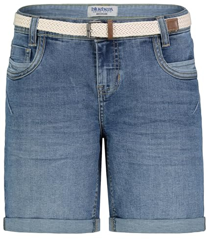 Sublevel Damen Denim Bermuda Chino Stretch Shorts mit Aufschlag Bequeme Kurze Hose im Used Look