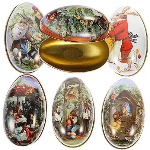 Uonlytech 6pcs Easter Sweets Box Easter Decor Box Elegant Pattern Portable Cookie Holder Home Party Decorations