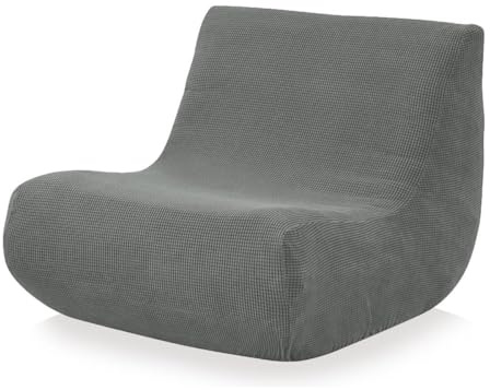 FANSU Stretch Lazy Sofabezug Ohne Armlehnen 1 Sitzer aus Jacquardstoff, Einfarbiger Sofa Überzug Couchbezug Sofaüberwurf Waschbar Anti-Katzenkratzen Sofaschoner für Wohnzimmer (Dunkelgrau)