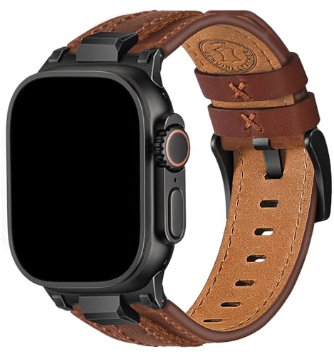 Wristitani Bracelet Cuir Compatible avec Apple Watch 49mm 46mm 45mm 44mm 42mm pour Homme Femme, Bracelet de Remplacement Cuir Véritable Durable pour iWatch Ultra Series 10 9 8 7 SE 6 5 4 3