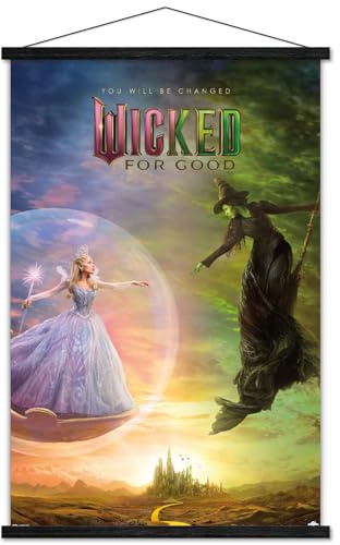 Trends International Wicked: For Good (2025) - Bubble One Sheet Wall Poster with Magnetic Frame, 34L x 22.4W, Print and Black Hanger Bundle