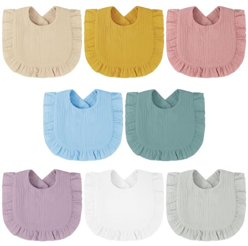 Vicloon Baby haklapp, mjuka absorberande muslinhalsdukar, dregelhaklapp baby med tryckknapp för baby pojkar och flickor småbarn, 8 st. mörk färg, Infant, Toddler