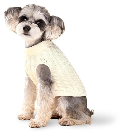 Hundepullover, Rollkragenpullover, Hunde Pulli für Kleine und Mittelgroße Hunde, Warme Hundekostüm für Chihuahua, Bulldoggen, Yorkshire Terrier, Cocker Spaniel, Bequem und Atmungsaktiv (Beige,S)