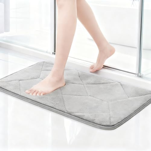 Cozary Tapis de Bain Antiderapant 60 x 40 cm, Tapis de Bain en Mousse à Mémoire de Forme, Tapis de Douche Absorbant, Lavable en Machine, pour Le Salon, la Salle de Bain, la Douche, la Baignoire