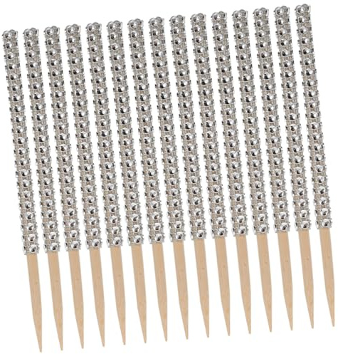 TOBBOMEY Palitos De Piruleta Decorativos De Manzana De Madera Compactos, 32 Piezas Plateadas, Palitos De Pastel DIY Seguros, Accesorios para Festivales y Decoración De Fiestas