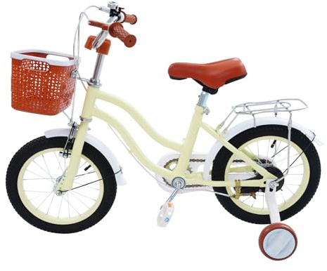 GIDRLL Kinderfahrrad 14 Zoll Höhenverstellbares Freestyle BMX Fahrrad Kinder für Jungen und Mädchen ab 3-6 Jahre mit Stützrädern, Rücksitz und Korb