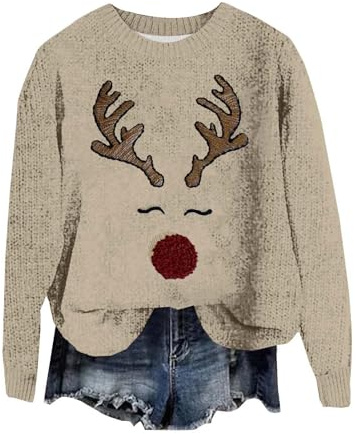 Damtröjor utan huva damtröjor överdimensionerade säckiga långärmade damtröjor och tröjor går ut toppar för kvinnor jumper sweatshirt huvtröja damer toppar tröjor sweatshirt, Khaki, L