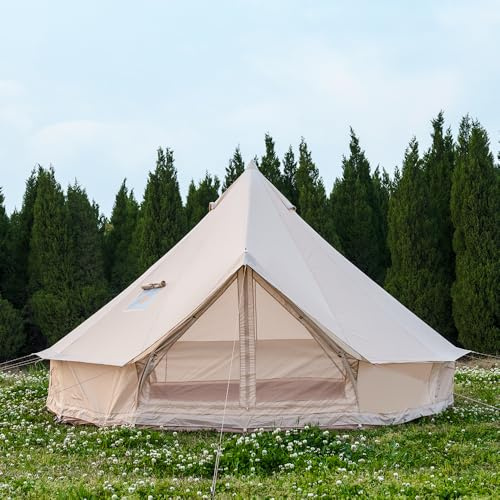 Oxford Bellzelt für Familien-Camping – Geräumige 4m Jurte mit Ofenanschluss, 4-Jahreszeiten Outdoor Glockenzelt Glamping-Zelt für 4-6 Personen