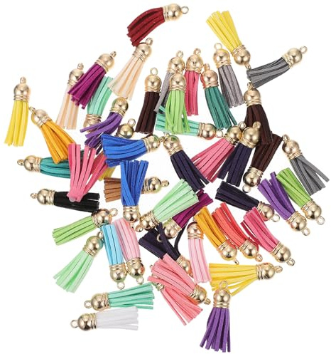 DECHOUS 50 Stück Bunte Leder Quasten Anhänger als Schlüsselanhänger und Taschenanhänger für Handwerksprojekte und Persönliche Accessoires Zufällige Farbe