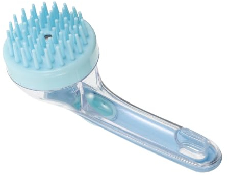 Kopfhautmassagebürste mit Shampoo Reservoir, Blauer Langgriff | Abs, As und Tpr, für Dusche und Reise, Einfache Reinigung, Kopfhautpflege