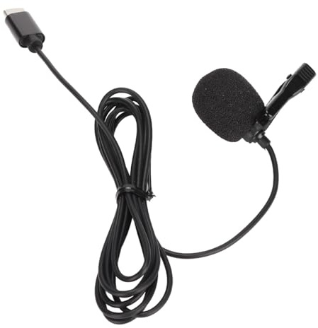Yechiry Microfono Lavalier di Tipo C Cancellazione Intelligente del Rumore per Registrazione Karaoke Streaming Video Didattico Sul Web - 1 Microfono da Bavero