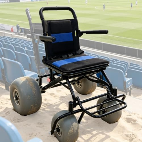 PweKzxt All-Terrain Beach Wheelchair,Compact Chair with Balloon Wheels, Light Beach Wheelchair, Folding Wheelchair with Balloon Tires,For Soft Sand, Easily Disassembles