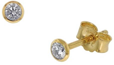 trendor Ohrstecker für Damen und Herren 333 Gold Zirkonia 3,5 mm 86304 | zeitloser Ohrschmuck, Made in Germany