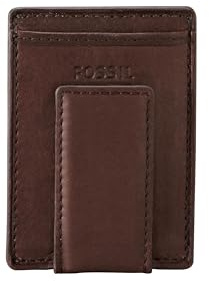 Fossil Men's Ingram Leather Magnetic Card Case with Money Clip Wallet, Slim Wallet for Men, Brown
