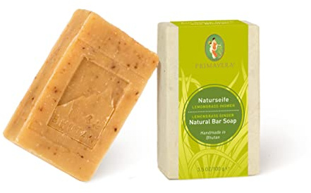 PRIMAVERA Naturseife Lemongrass Ingwer 100 g - Naturkosmetik - frisch duftend, zur milden Reinigung von Körper, Gesicht und Händen